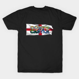 CORFE CASTLE - Village, Dorset, England with Flag T-Shirt